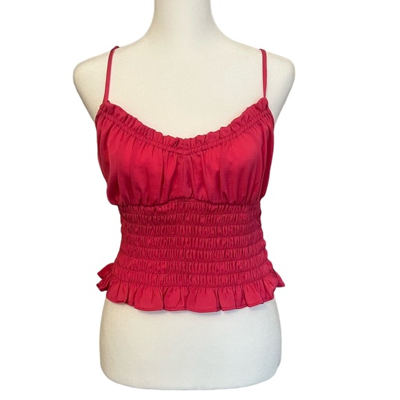 Open Edit Strap Scrunch Waist Top Hot Pink Sz Small - Picture 2 of 7